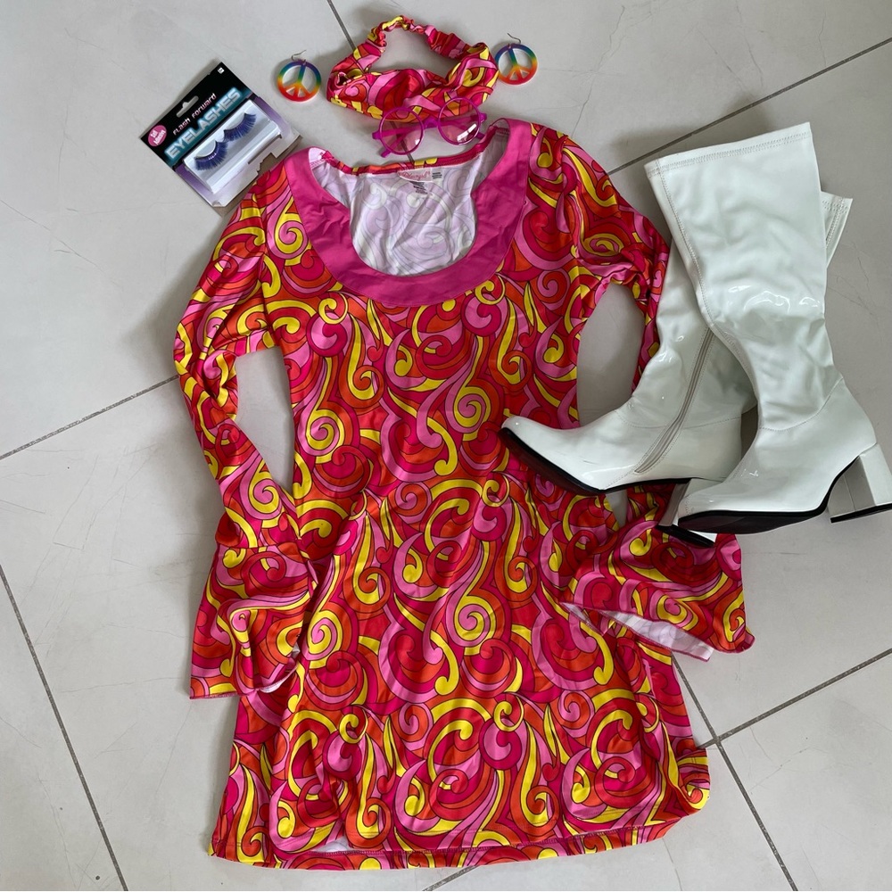 Vibrant Pink and Yellow Swirl Dress